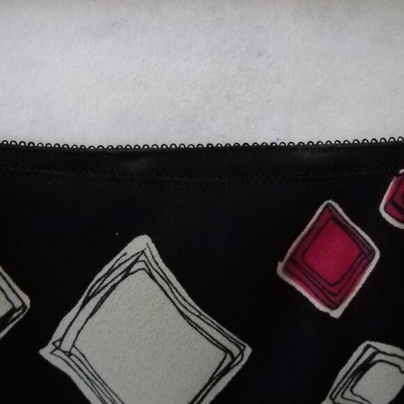 Axcess Liz Claiborne Skirt Black Pink White Boxes Lined Flared Bottom Size 10 - Picture 4 of 6
